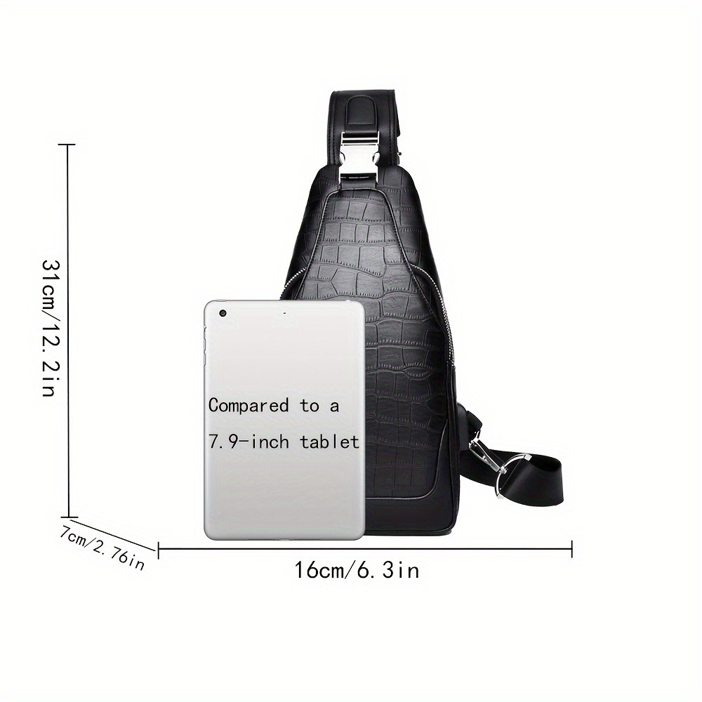 HUABUPS Men’s Black Crossbody Bag with USB Charging Port