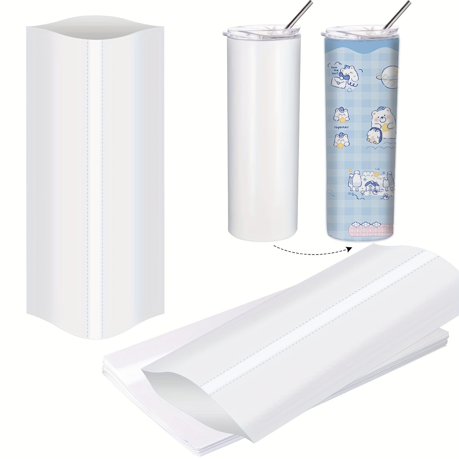 50/100pcs White Sublimation Heat Transfer Shrink Wrap Sleeves