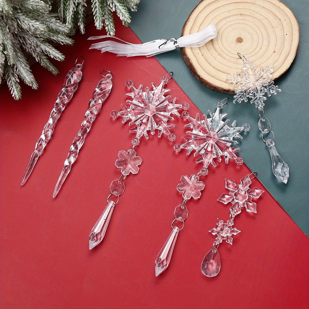 30pcs Christmas Tree Decoration Ornament Acrylic Icicle Snowflake