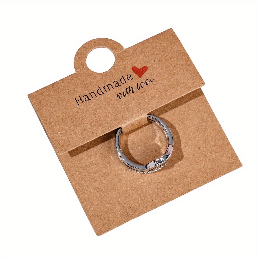 50pcs Handmade Paper Jewelry Display Cards with "Handmade with Love"