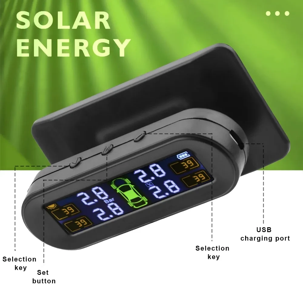 Wireless solar tire pressure detection
