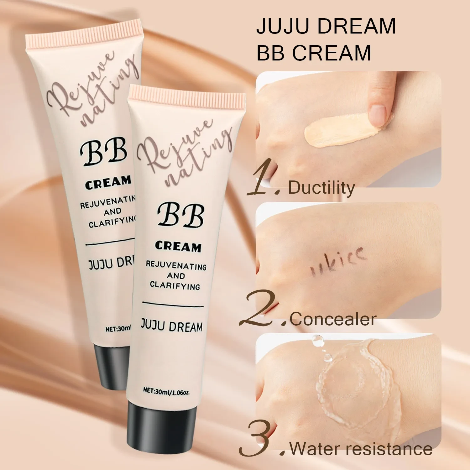 Juju Dream Brightening Skin Color Waterproof Smear-proof Natural Makeup Isolation Make-up Primer BB Cream