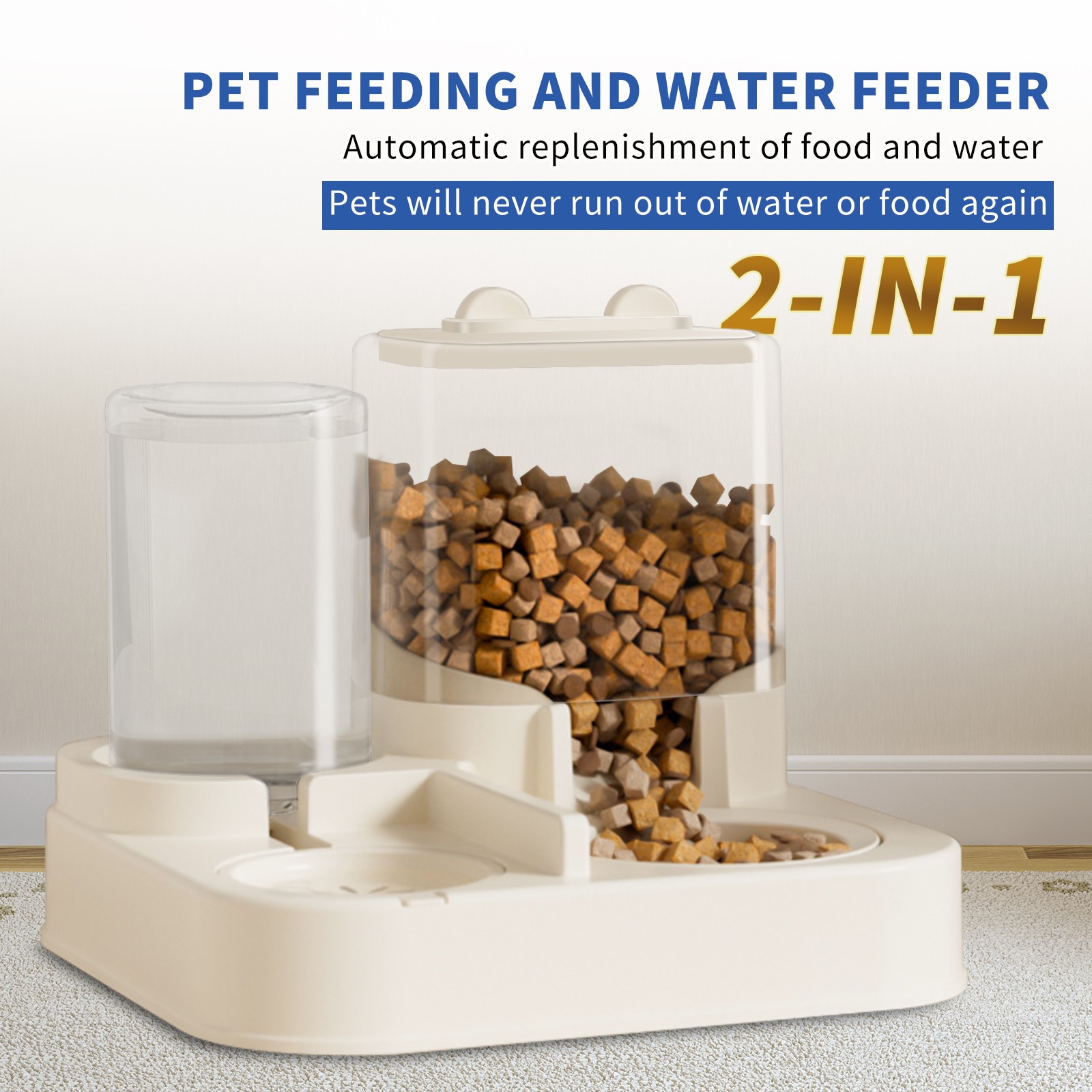 Pet Feeding and Water Feeder – 2-in-1 Automatic Replenishment Feeder