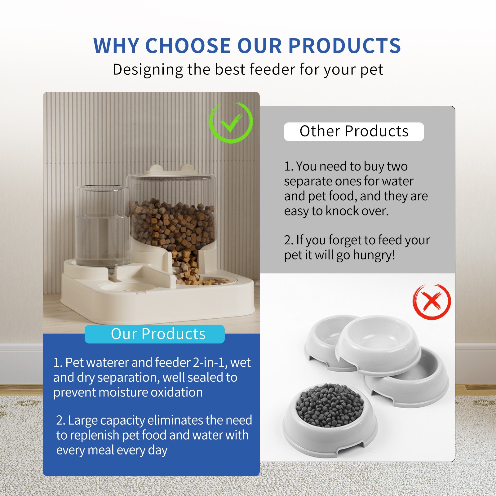 Pet Feeding and Water Feeder – 2-in-1 Automatic Replenishment Feeder