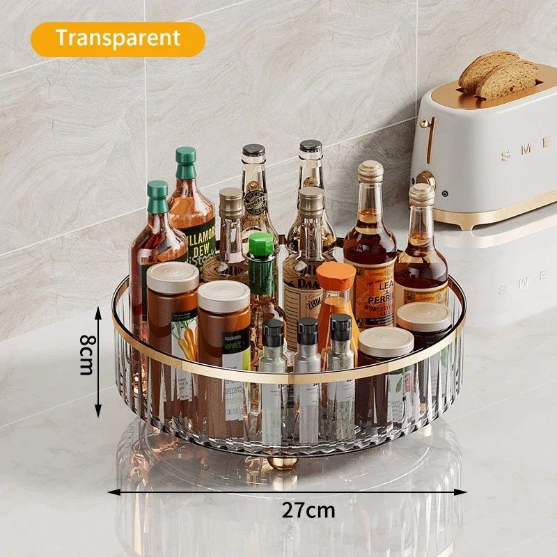 Rotating Cosmetic Organizer – Light Luxury Transparent Makeup & Perfume Storage Tray
