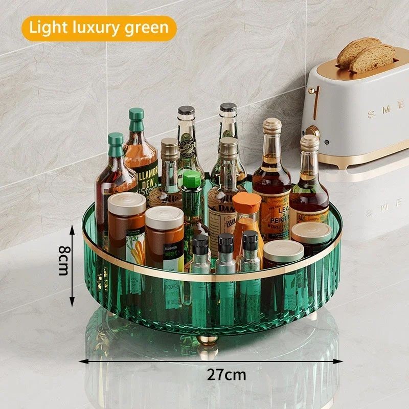 Rotating Cosmetic Organizer – Light Luxury Transparent Makeup & Perfume Storage Tray