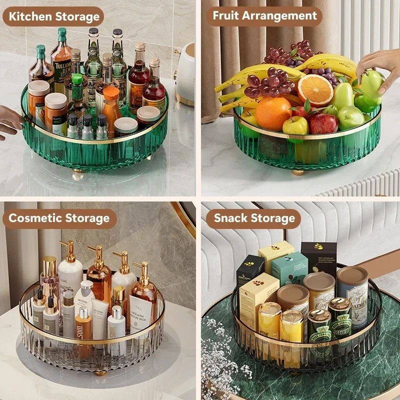 Rotating Cosmetic Organizer – Light Luxury Transparent Makeup & Perfume Storage Tray