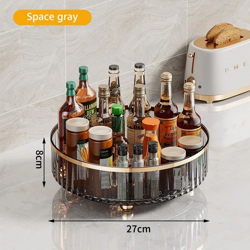 Rotating Cosmetic Organizer – Light Luxury Transparent Makeup & Perfume Storage Tray