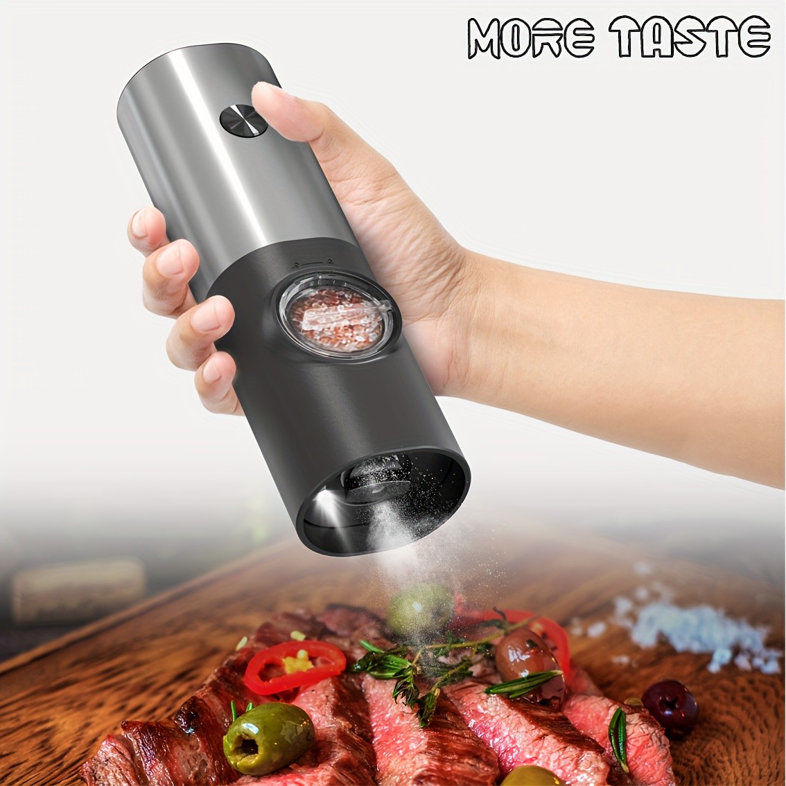 MORE TASTE Electric Salt and Pepper Grinder Set