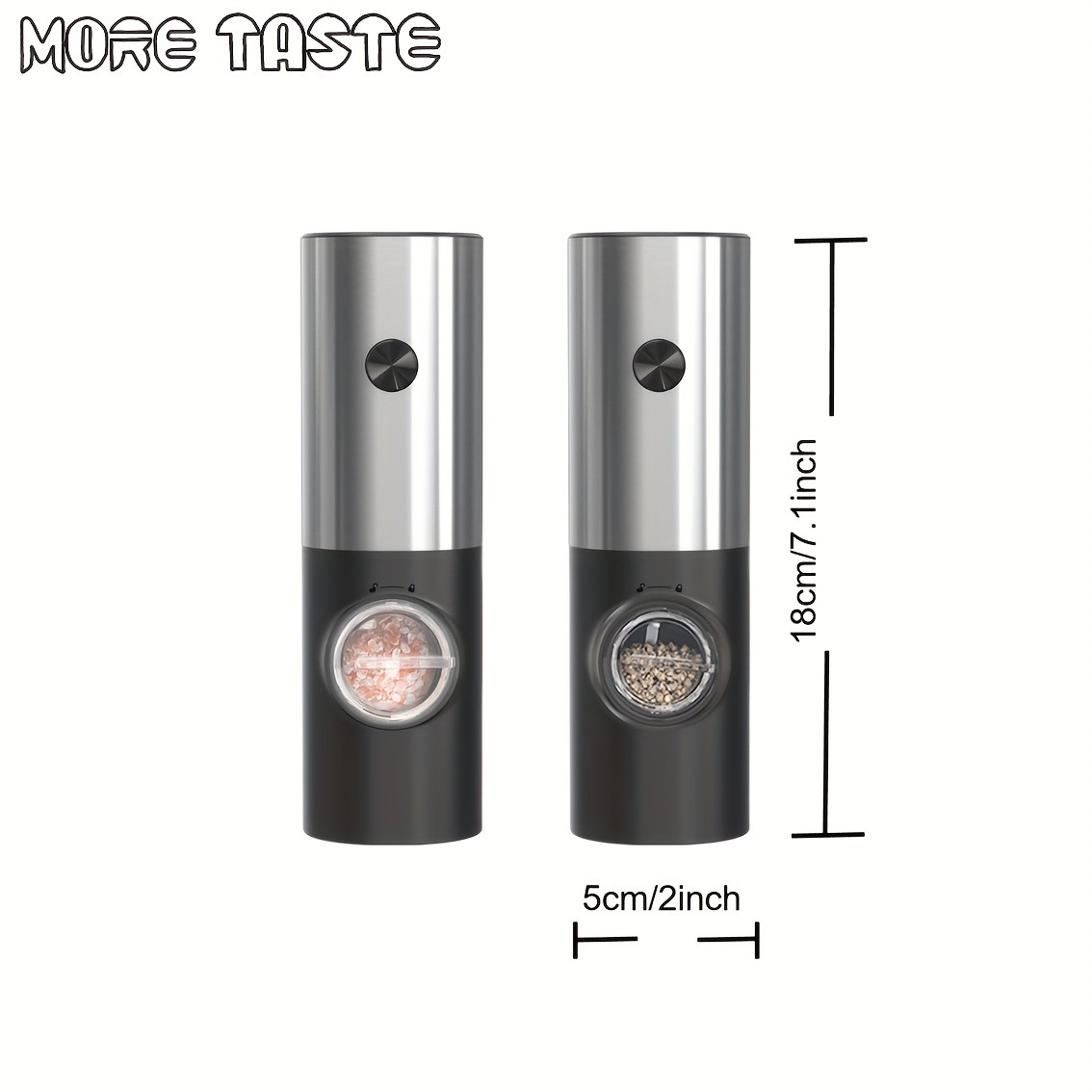 MORE TASTE Electric Salt and Pepper Grinder Set