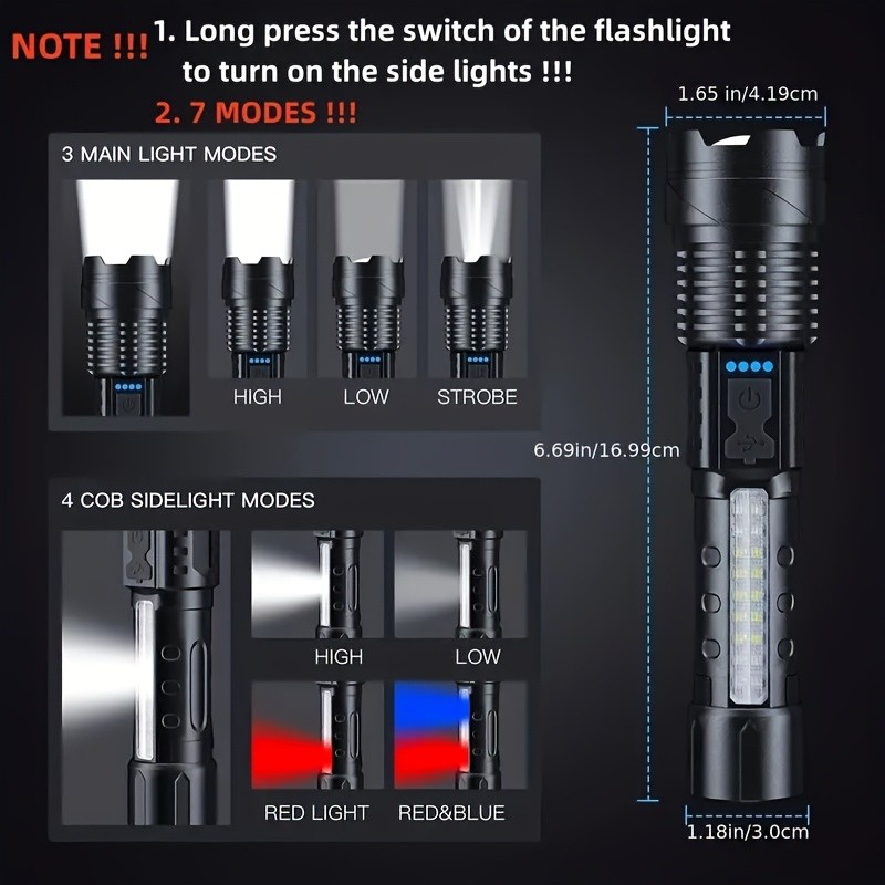 YANHUO Rechargeable LED Tactical Flashlights