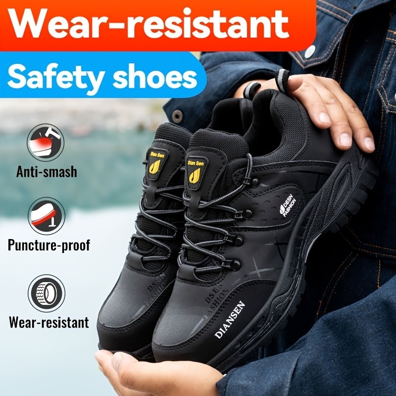 AMAWEI Men's High-Quality Work Shoes with Steel Toe Cap