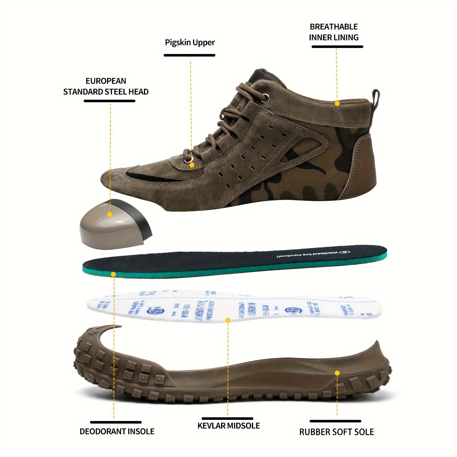 DINGGU Men’s Heavy-Duty Steel Toe Safety Shoes