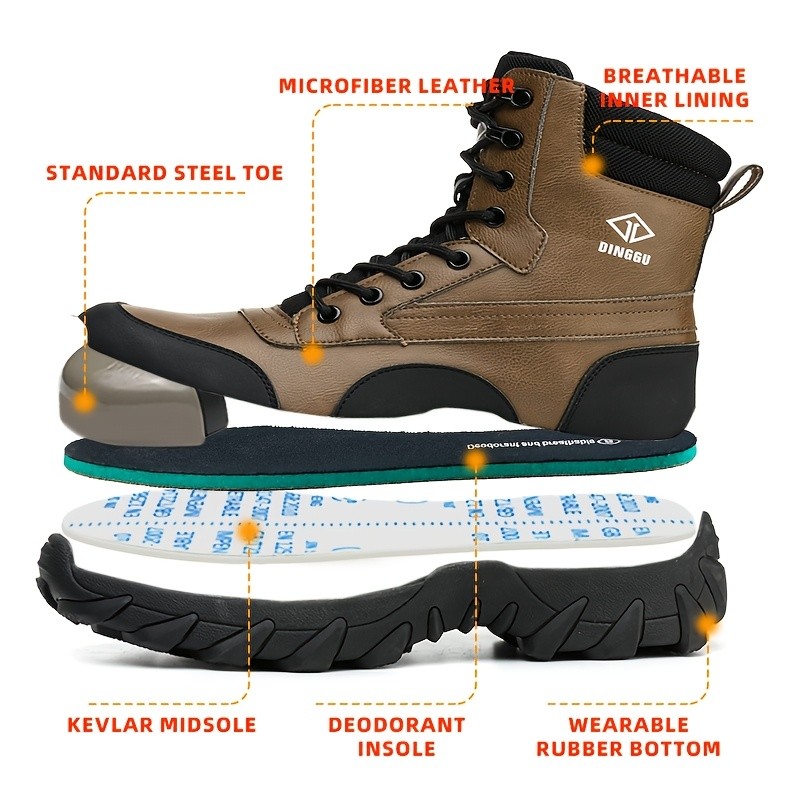 DINGGU Men's Lightweight and Comfortable Work Boots