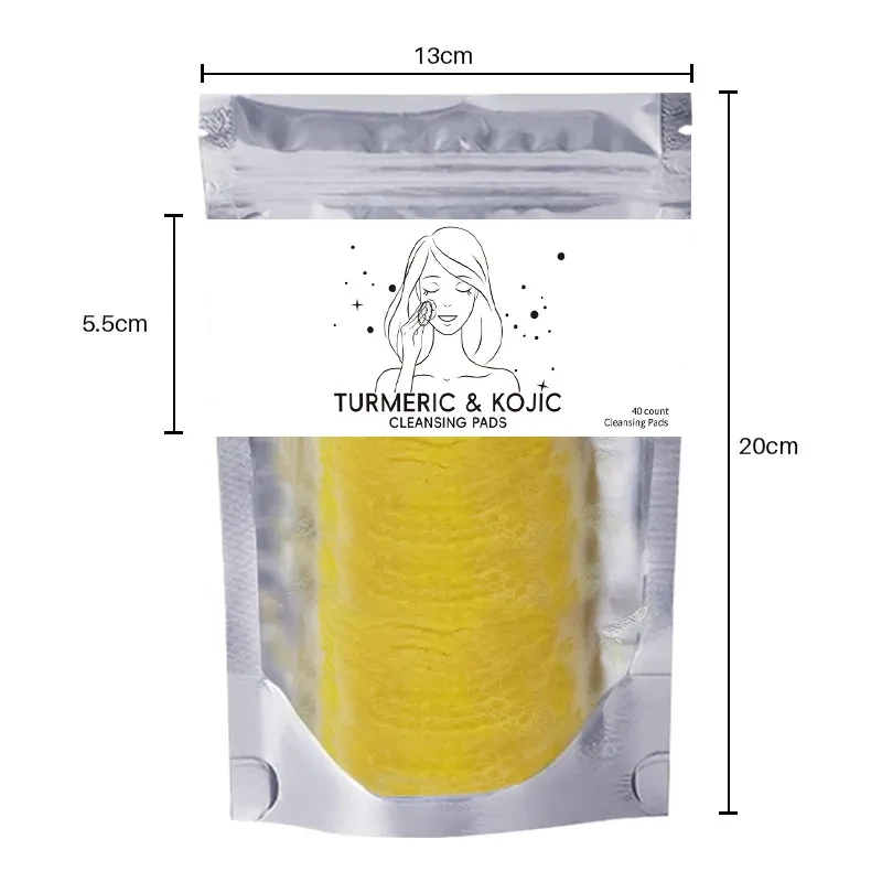 Tumeric & Kojic Turmeric Exfoliating Cleansing Pads Compressed Facial Sponges Skin Care Tools For Face Clogged Pores Excess Oil Cleansing