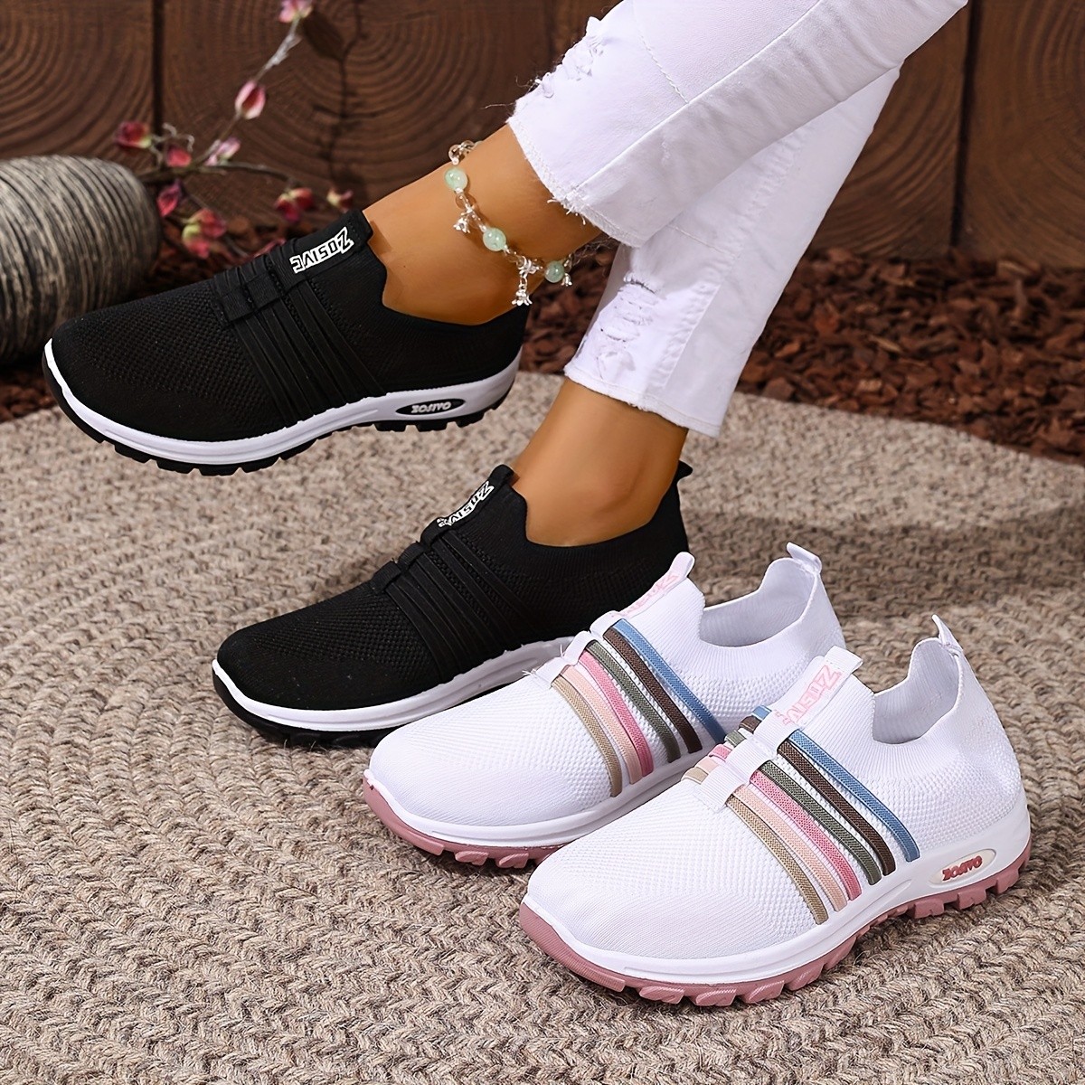 ZOSIVC Plus-Size Women's Stylish Colorful Sneakers