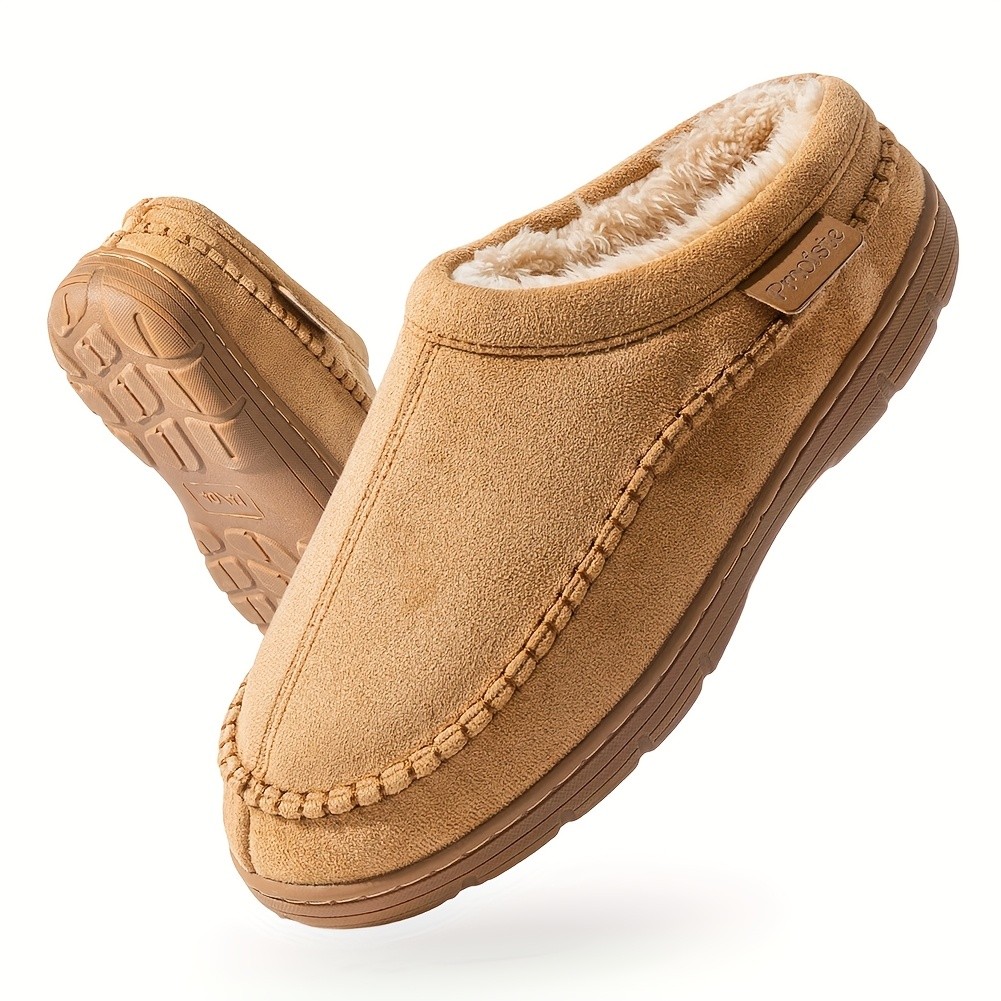 PMOISTE Men's Memory Foam Winter Slippers