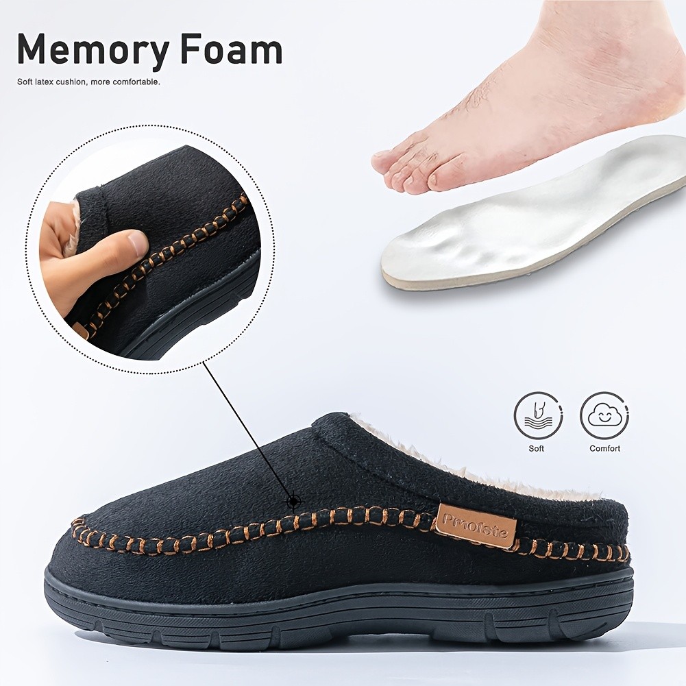 PMOISTE Men's Memory Foam Winter Slippers