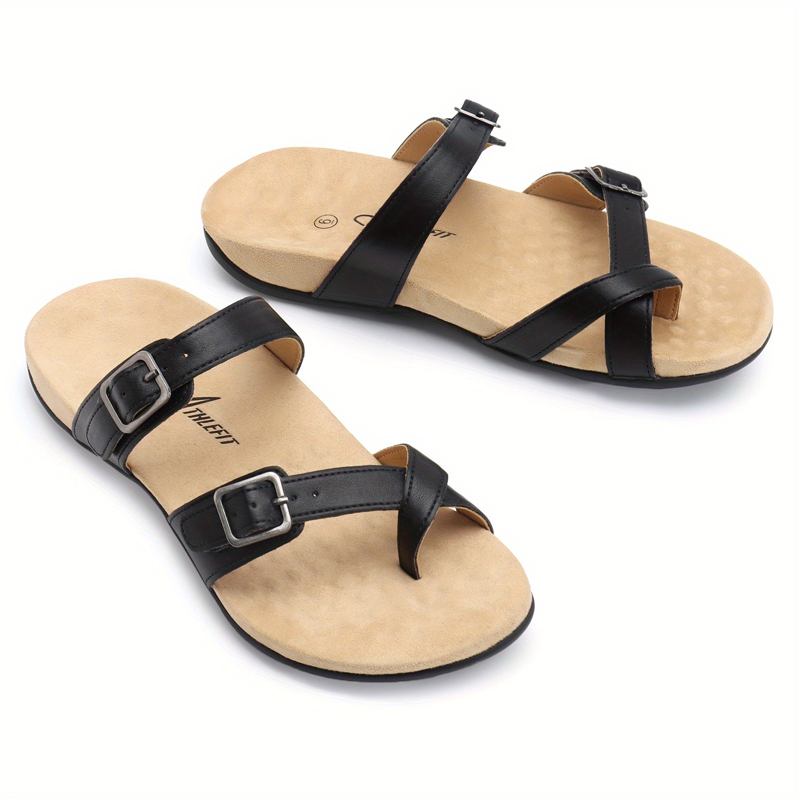 ATHLEFIT Women’s Wide Width Adjustable Comfort Flip Flops