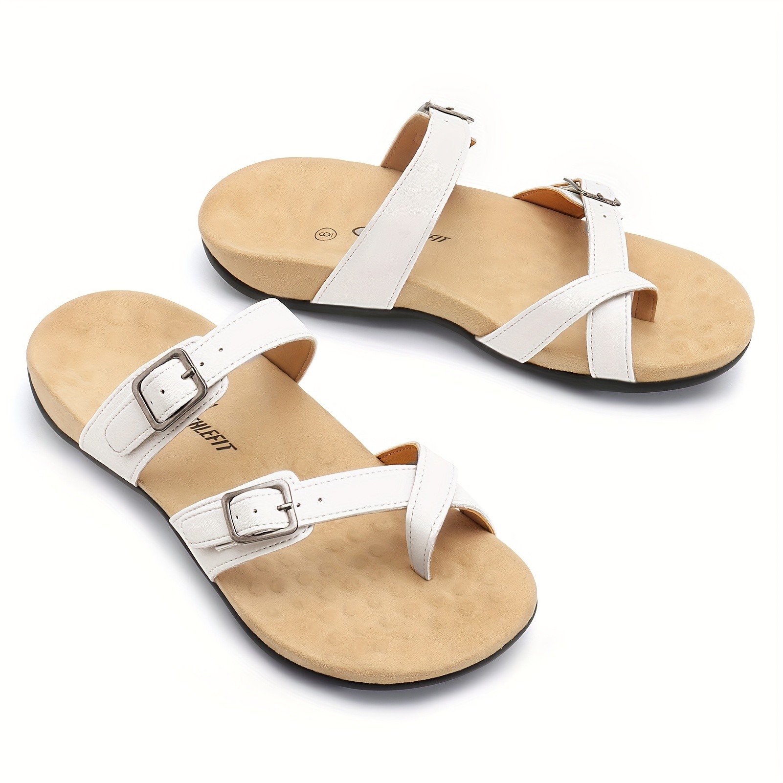 ATHLEFIT Women’s Wide Width Adjustable Comfort Flip Flops