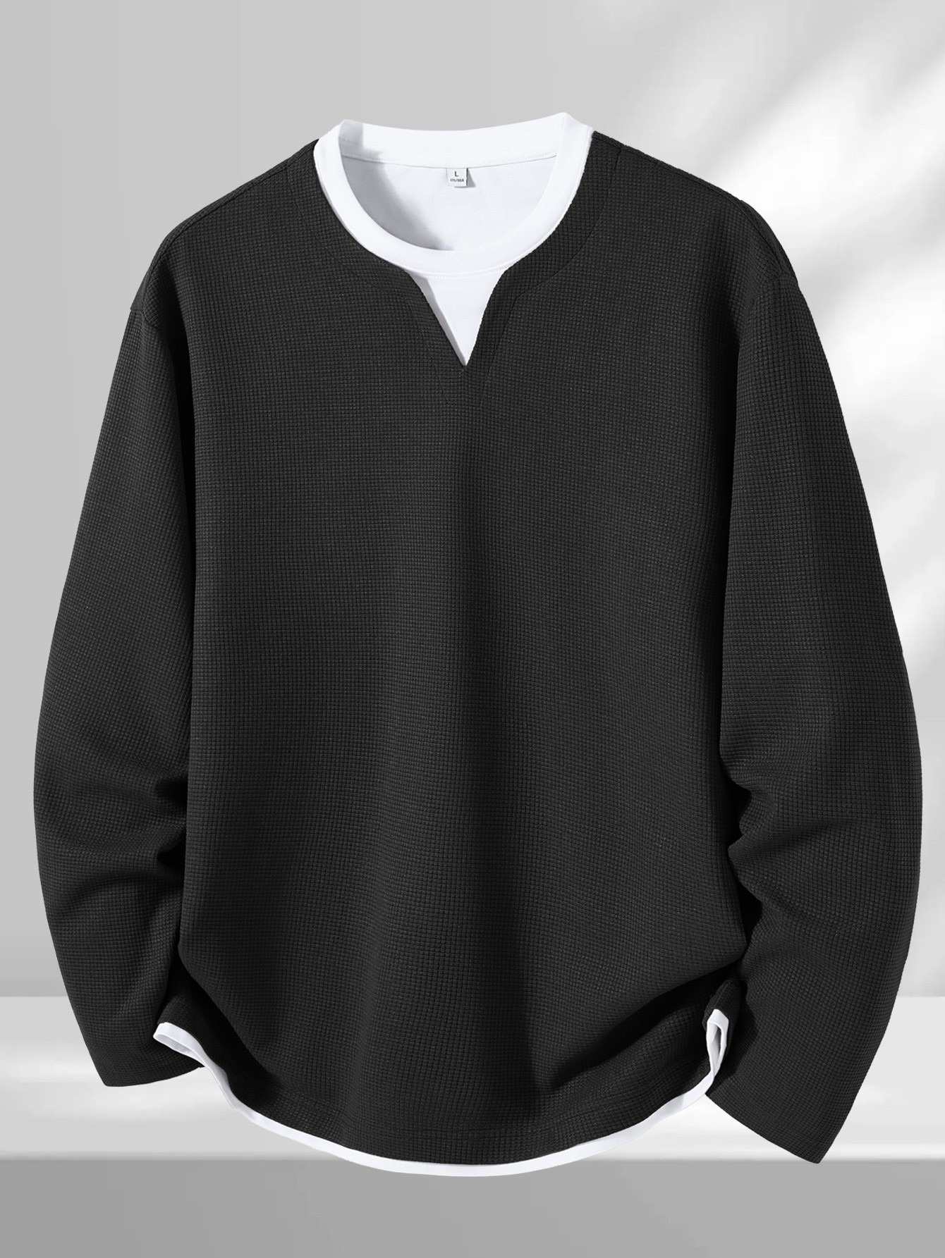 Jeanswest Men’s Fashion Waffle Knit Long Sleeve T-Shirt