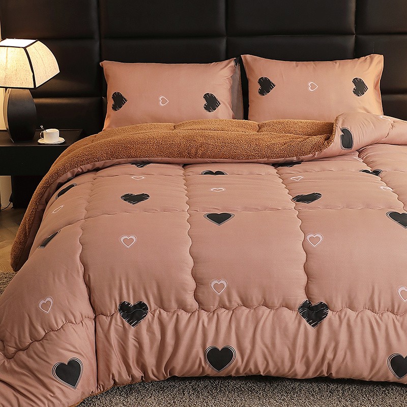 LIKON Warm Crystal Velvet Milk Velvet Solid Color Thermal Blanket and Thickened Quilt, Light Beige