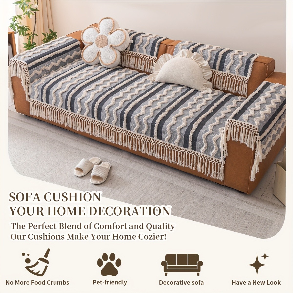 PJLZJFBY Tufted Sofa Cushions with Tassels