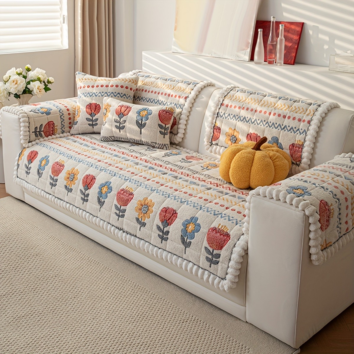 PJLZJFBY Spring Floral Pattern Sofa Cushion