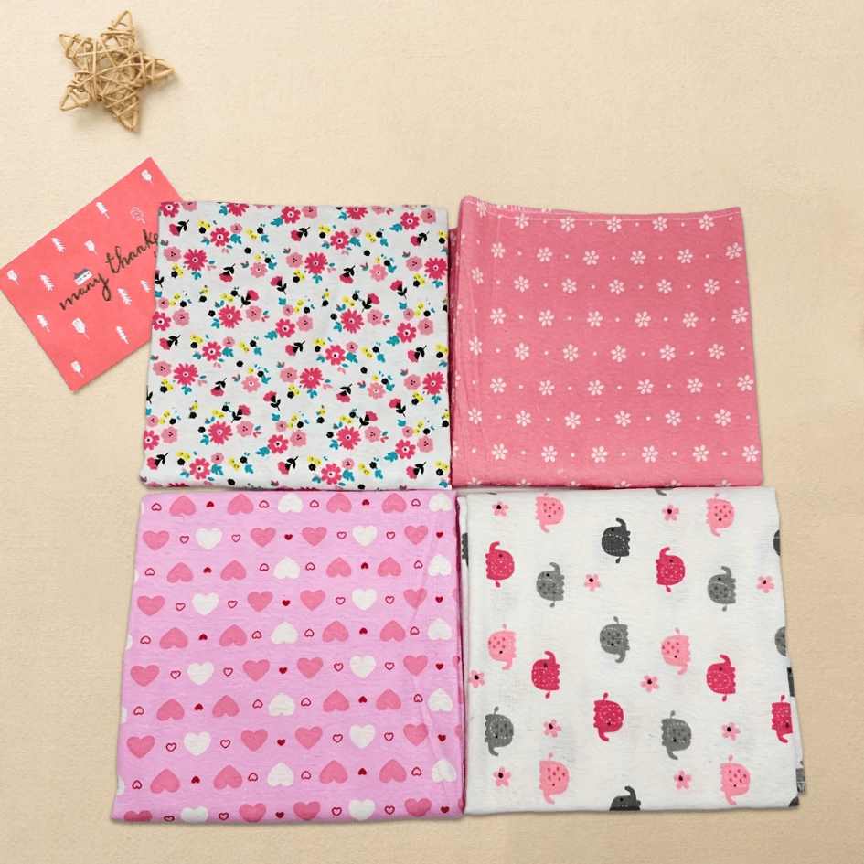 MIIYOUNG 4pcs Soft Pastel Floral & Butterfly Print Square Blankets