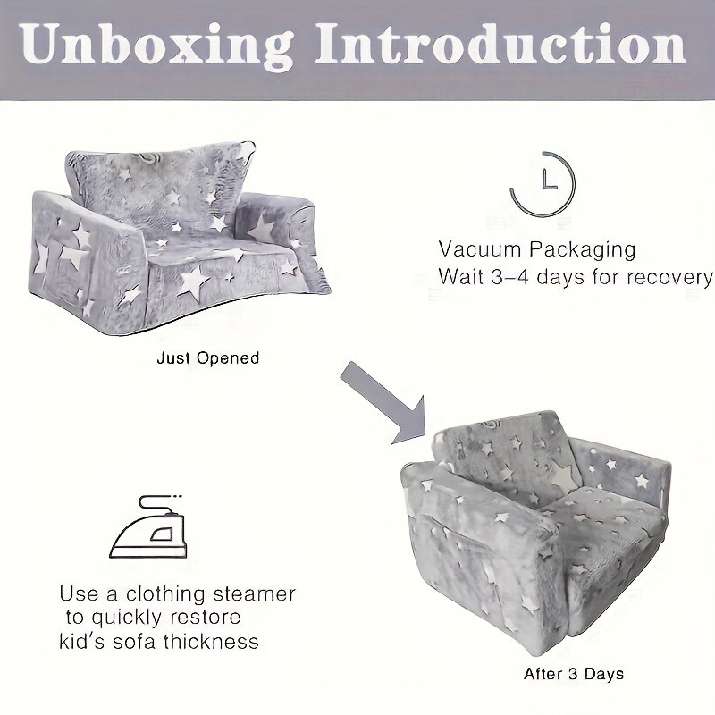 MIIYOUNG Modern Glow-In-The-Dark Foldable Sofa for Youngsters