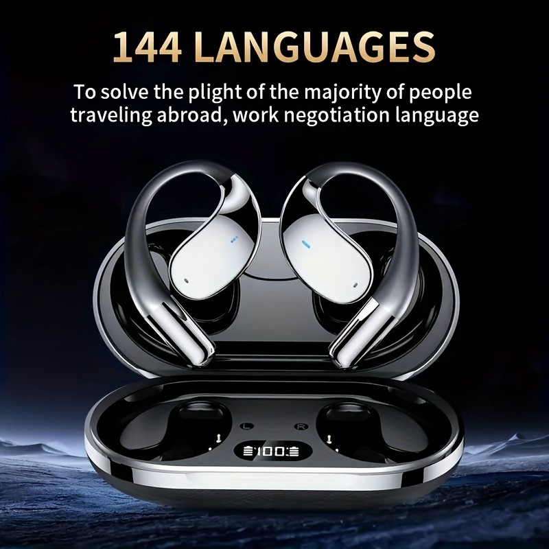 OKG AI Translation Headset – Bone Conduction Technology, Real-Time Translation in 144 Languages, Intelligent Noise Cancellation