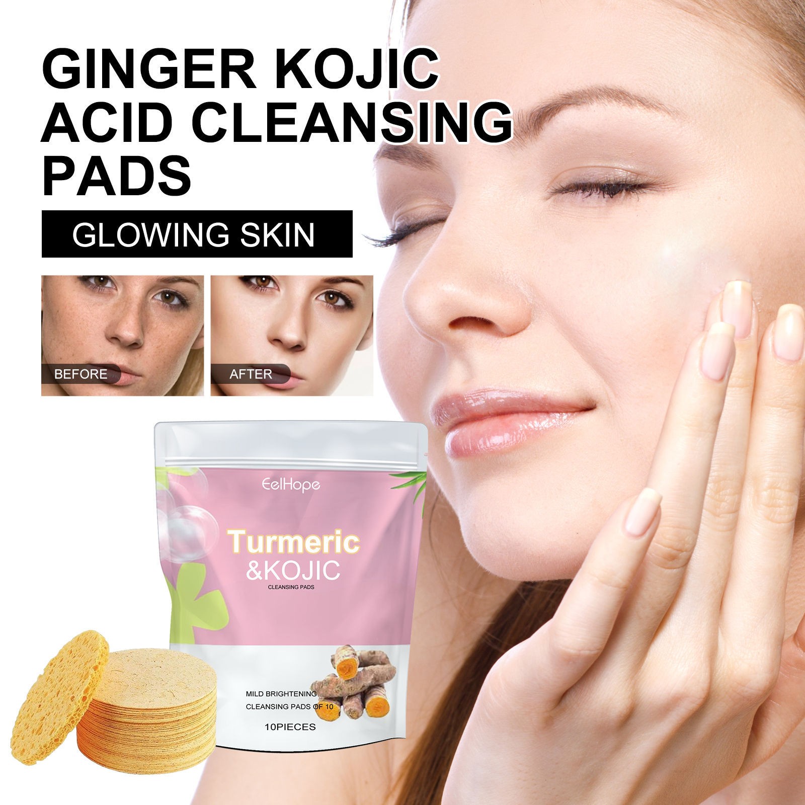 Ginger Kojic Acid Cleansing Pads – Glowing, Radiant Skin