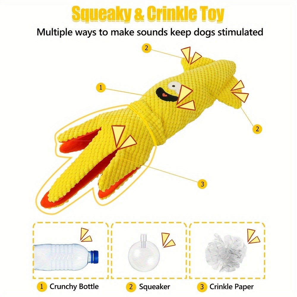 SCHITEC Squeaky Plush Dog Toy Set with Whistle