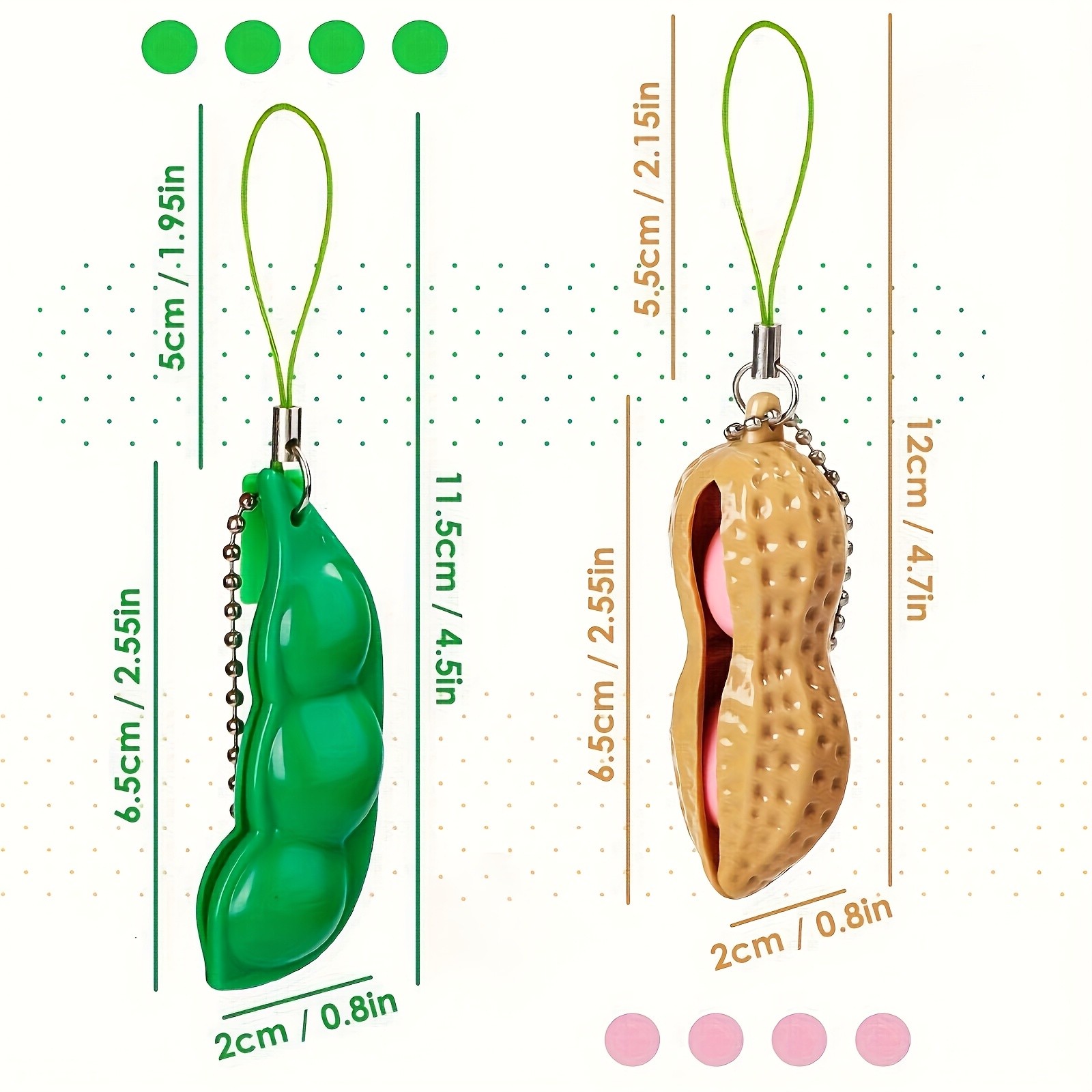 TASAHNI Squeeze Bean Keychain Fidget Toy Pack
