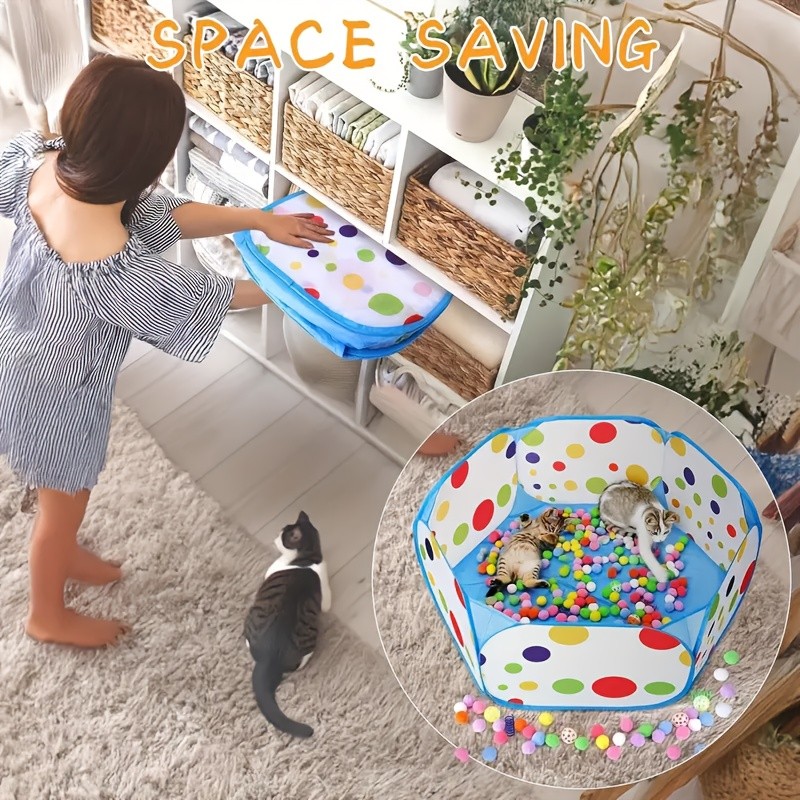 SUNGDOGIN Interactive Cat Toy with 100 Toy Balls & 10 Bell Balls