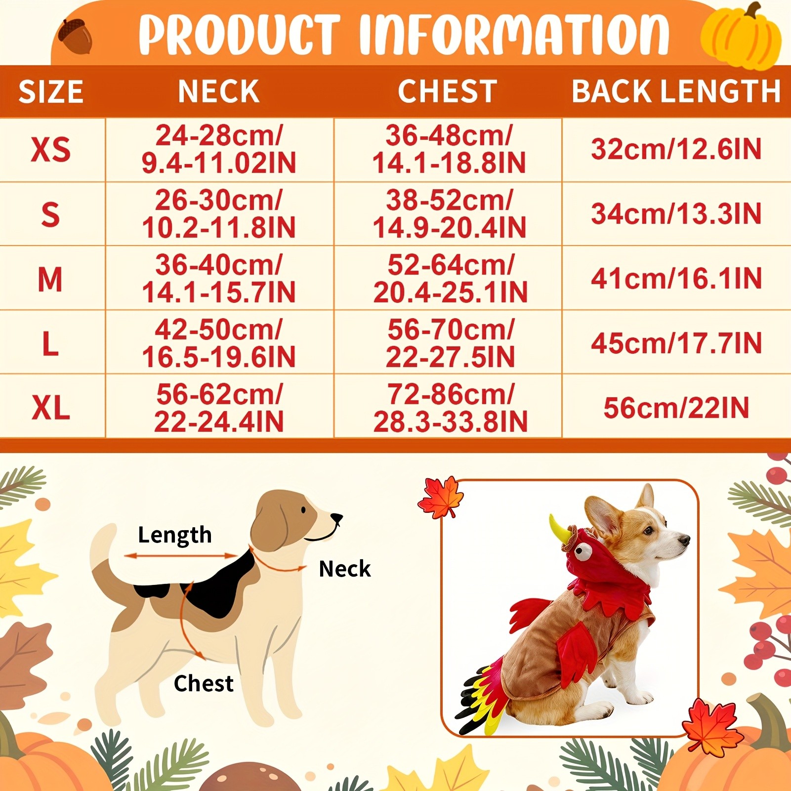 BAMDA Turkey Dog Costume