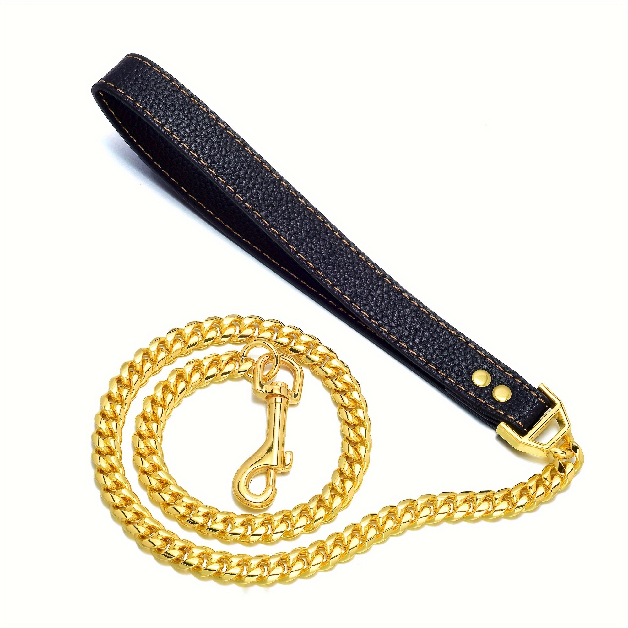 LUXLIFE Golden 12mm Dog Chain Leash