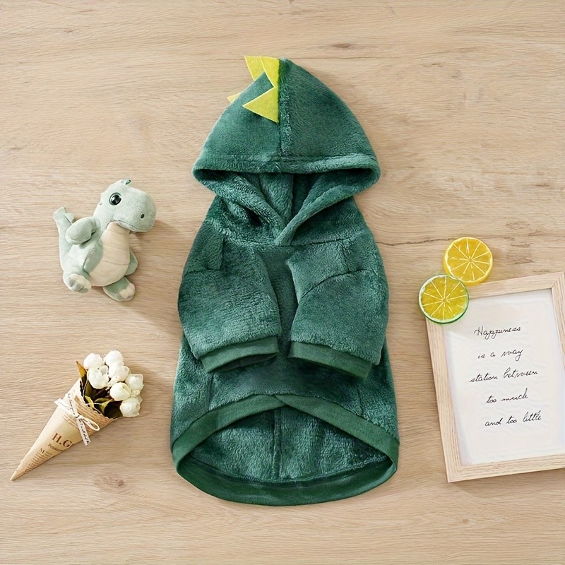 YIERYING Small Dog Deep Green Spiked Dinosaur Hoodie