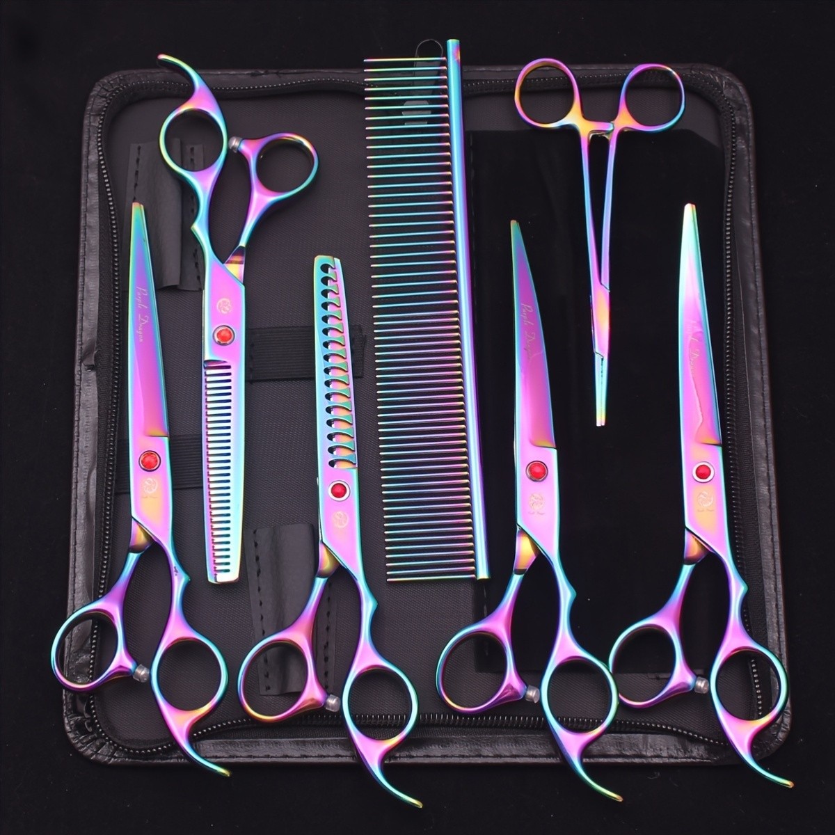 Purple Dragon Set of 7 Grooming Scissors