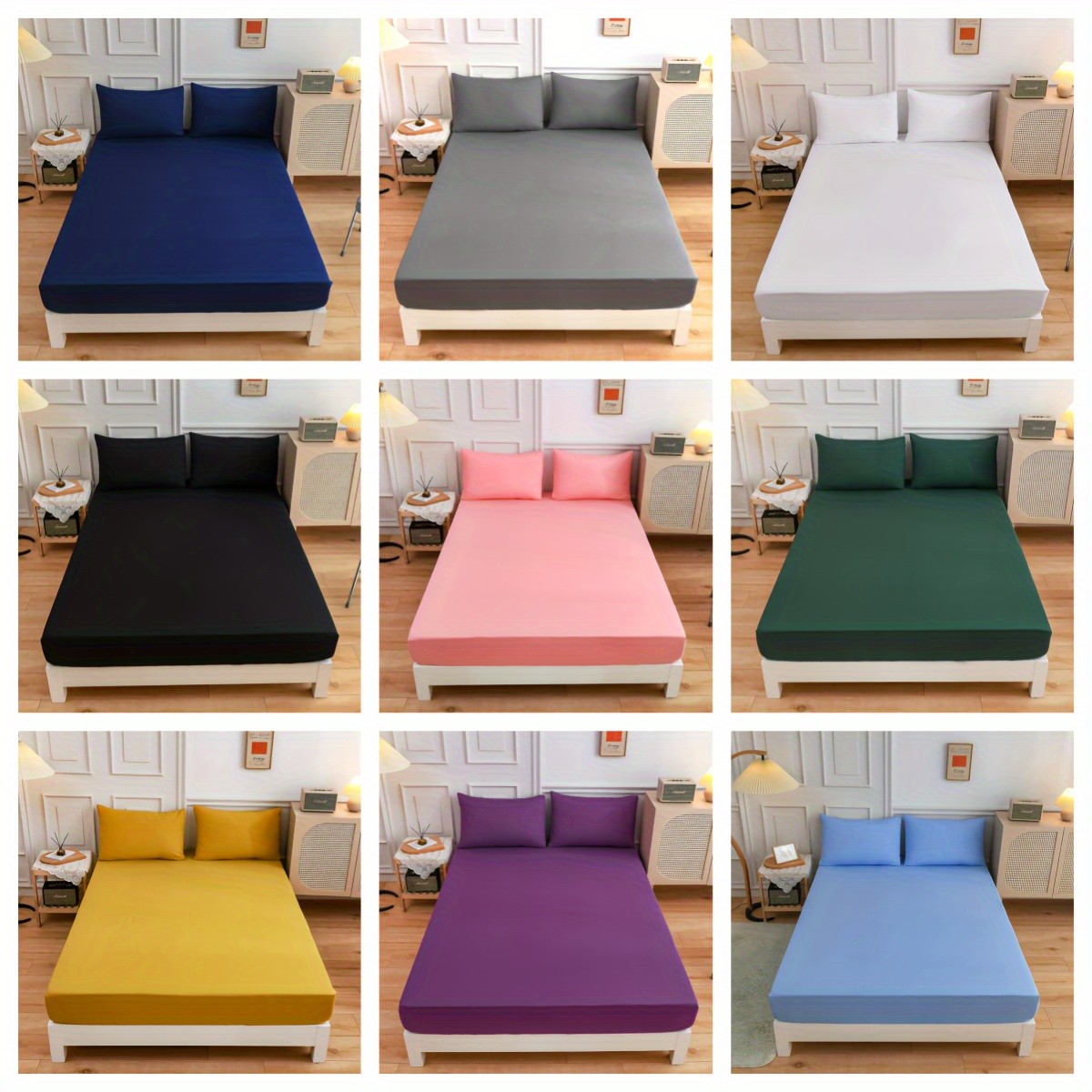 KAFUTI 3pcs Solid Color Bed Sheet Set