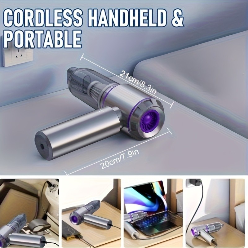 UTEK Portable Wireless High-Power Mini Vacuum Cleaner – 4-in-1 Compressor and Blower for Office, Laptop, and Home Cleaning