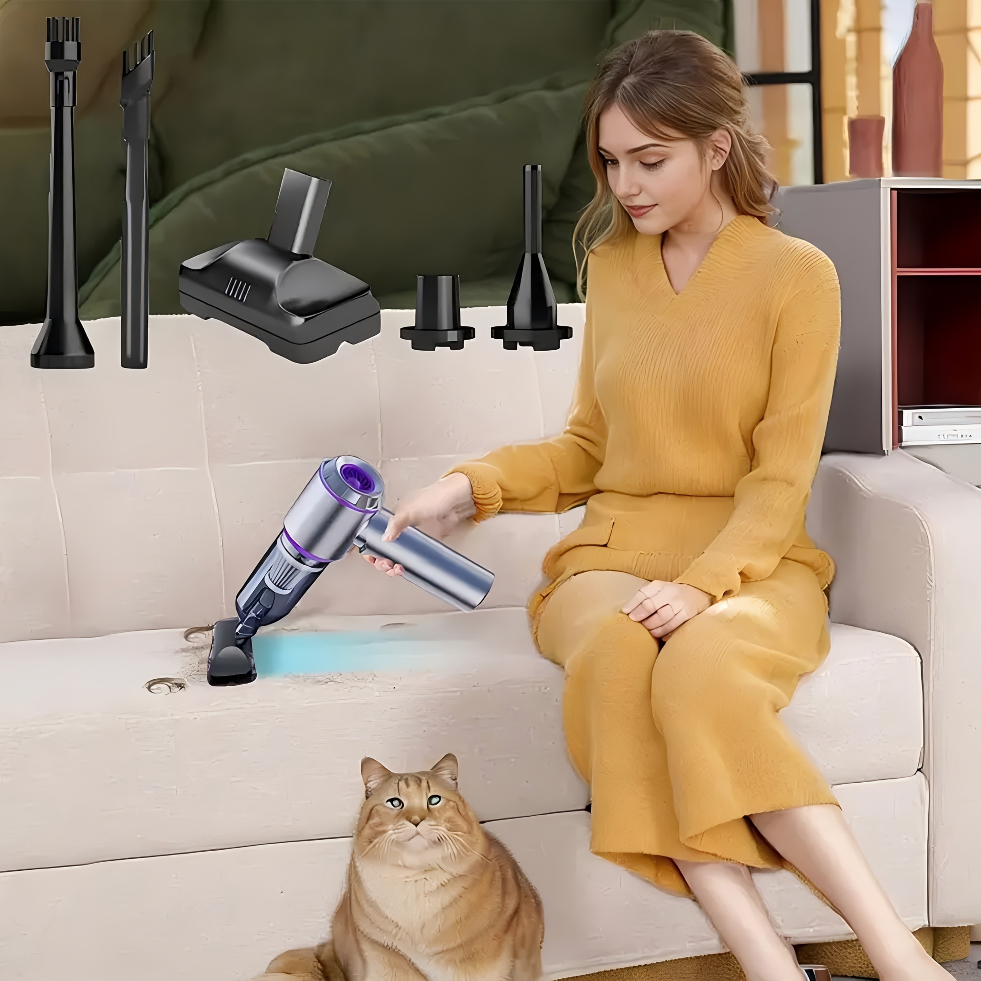 UTEK Portable Wireless High-Power Mini Vacuum Cleaner – 4-in-1 Compressor and Blower for Office, Laptop, and Home Cleaning