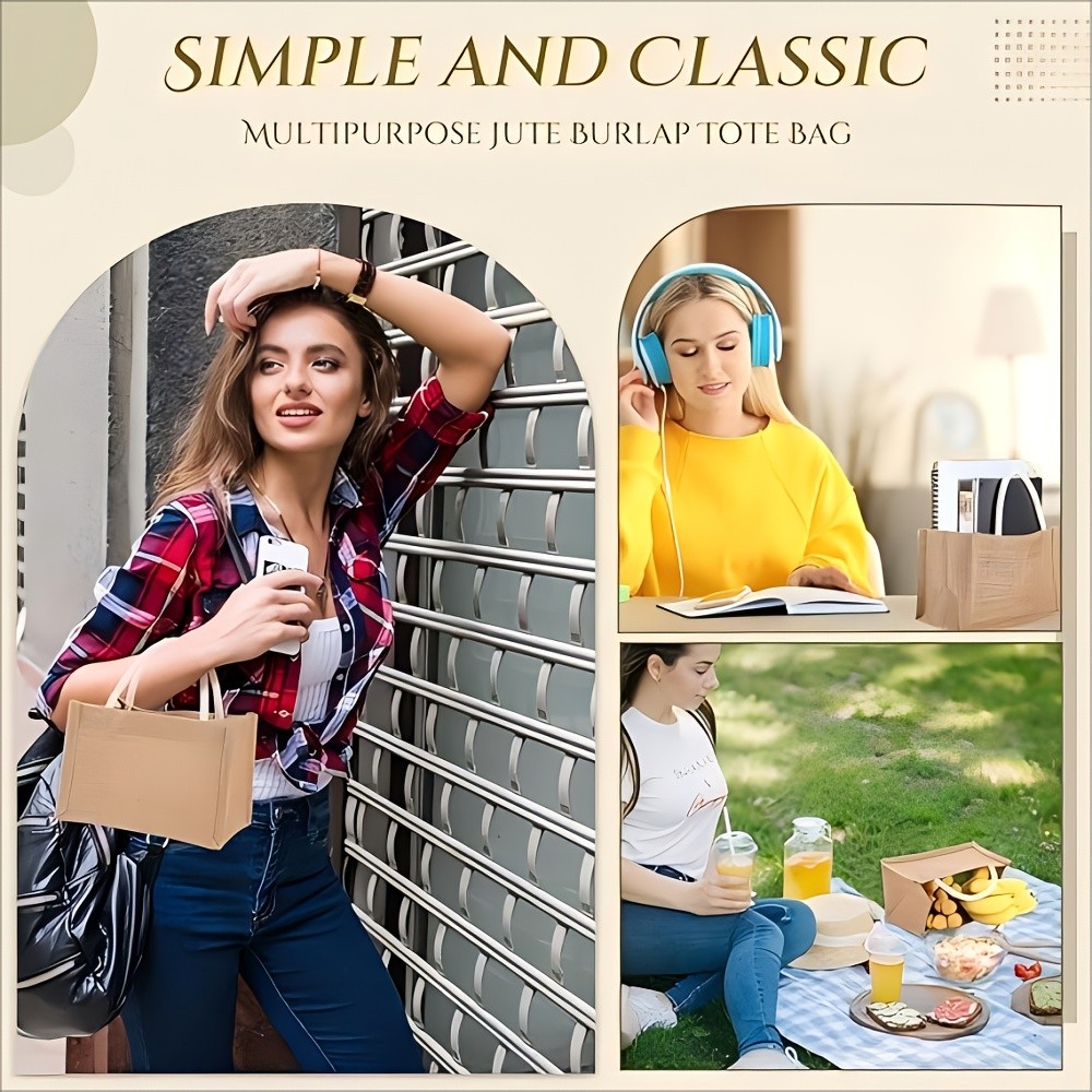 Jetcloud 4/12pcs Mini Burlap Tote Bags