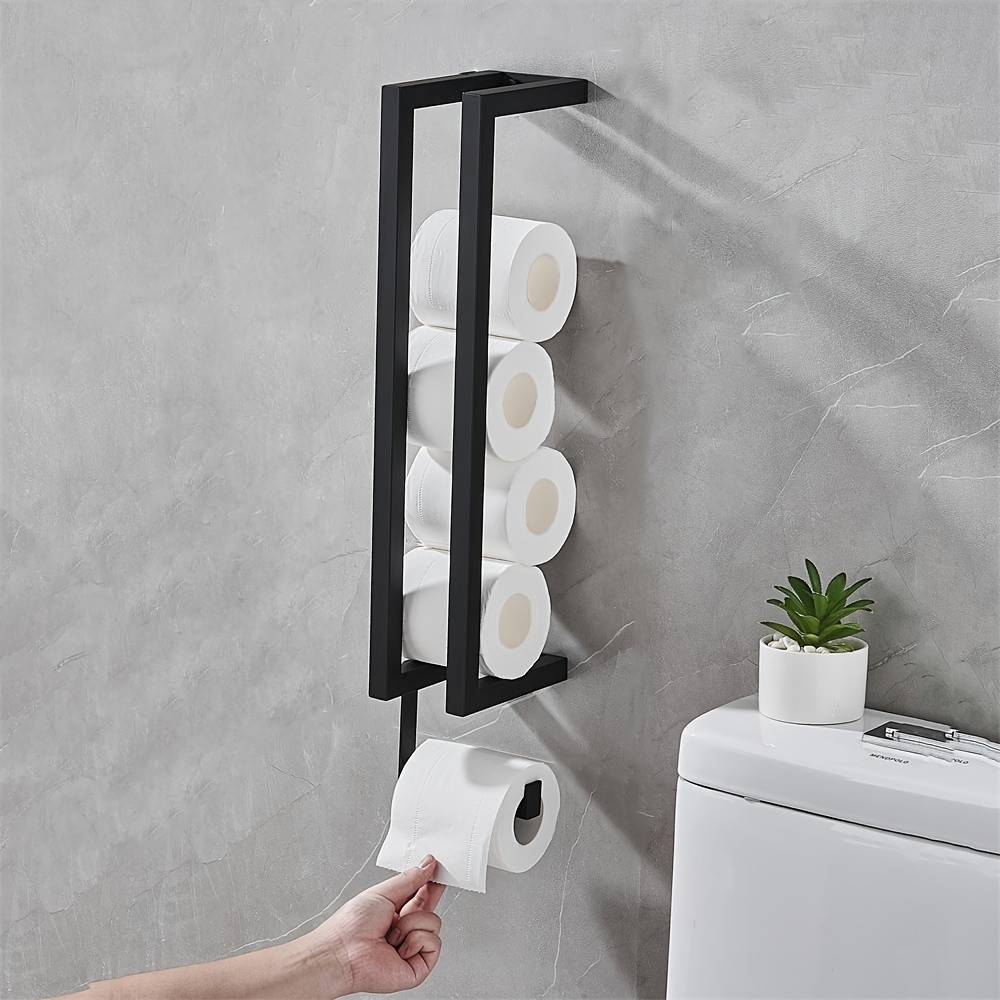 GUTE Wall-Mounted Bathroom Tissue Holder with Hooks