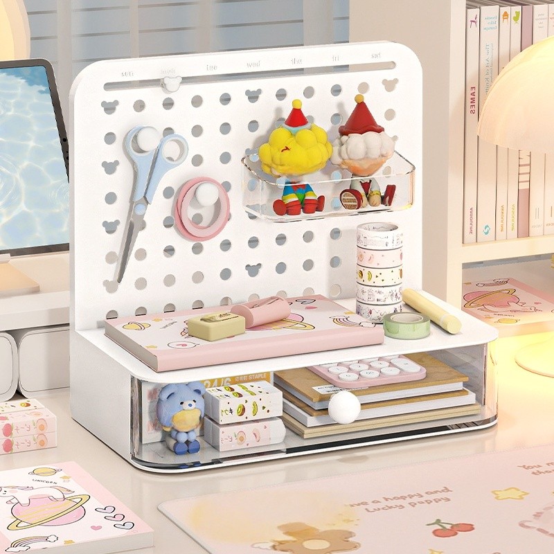 COIZYZZL Pegboard Storage Box with Hook-Drawer System