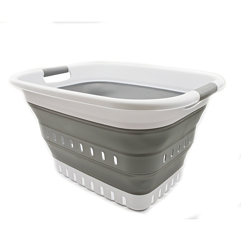 SAMMART 37L Classic Style Collapsible Plastic Laundry Basket with Handles