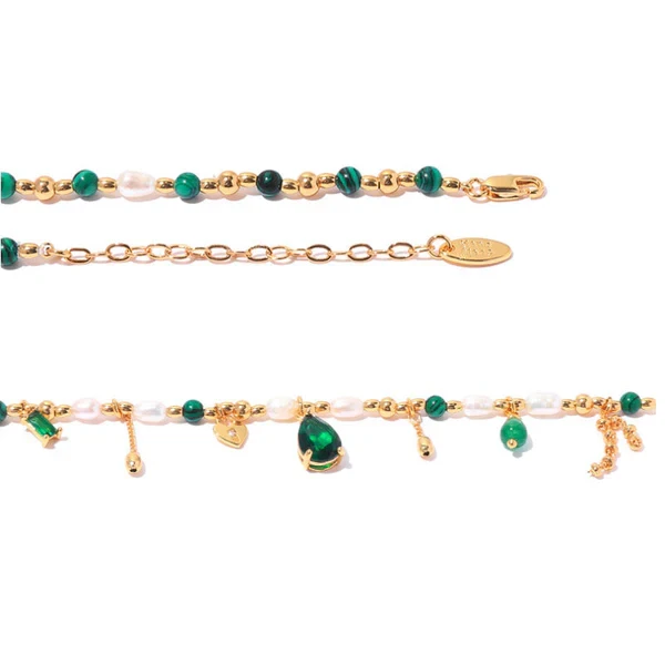 Vintage Elegant Pearl Emerald Tassel Necklace