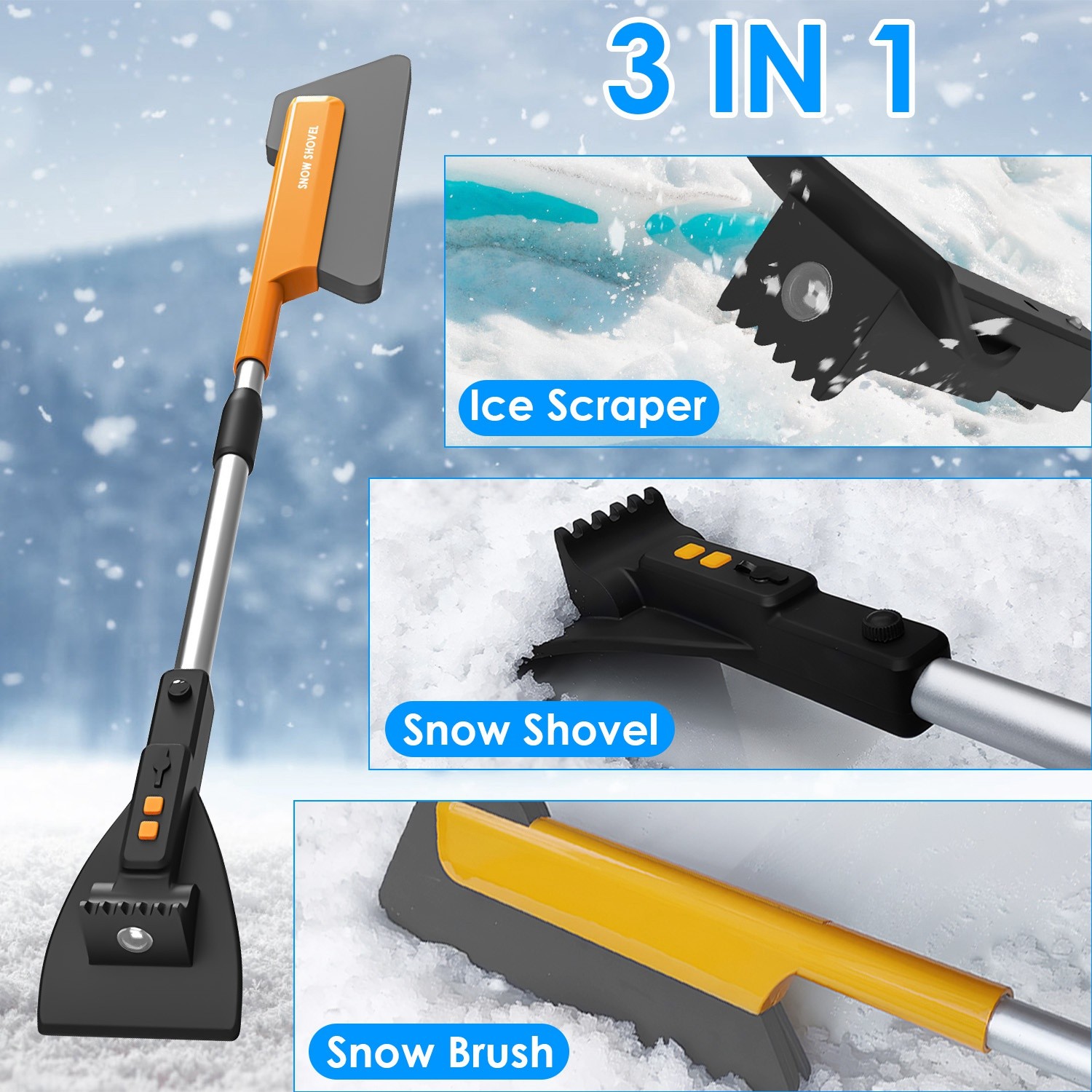 3-in-1 Extendable Snow Removal Tool – Ultimate Winter Solution