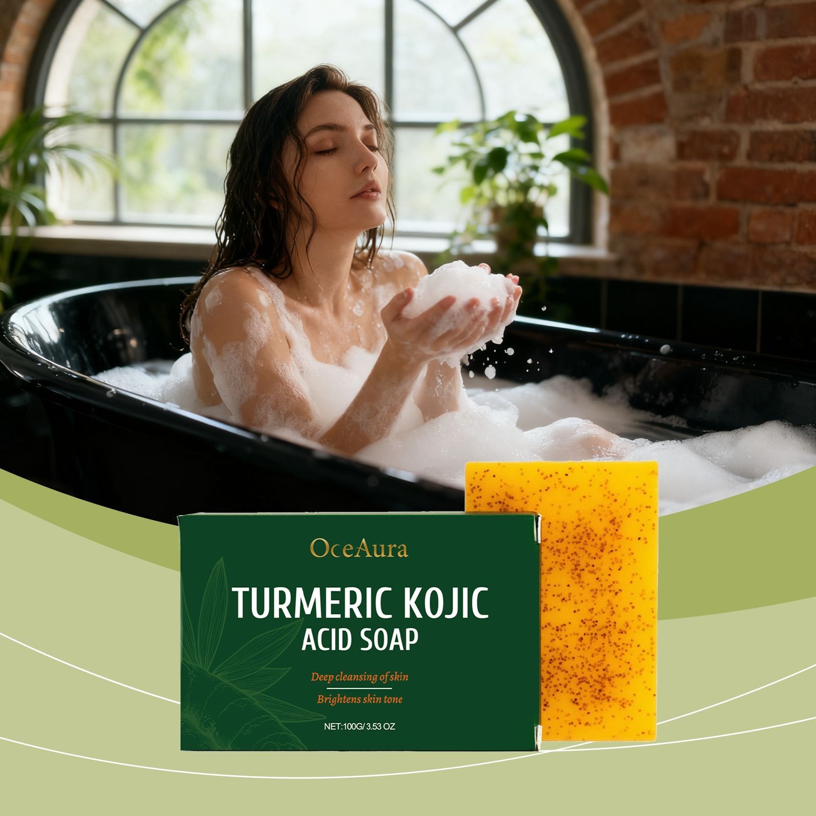 OceAura Turmeric Kojic Acid Soap: Deep Cleansing & Skin Brightening