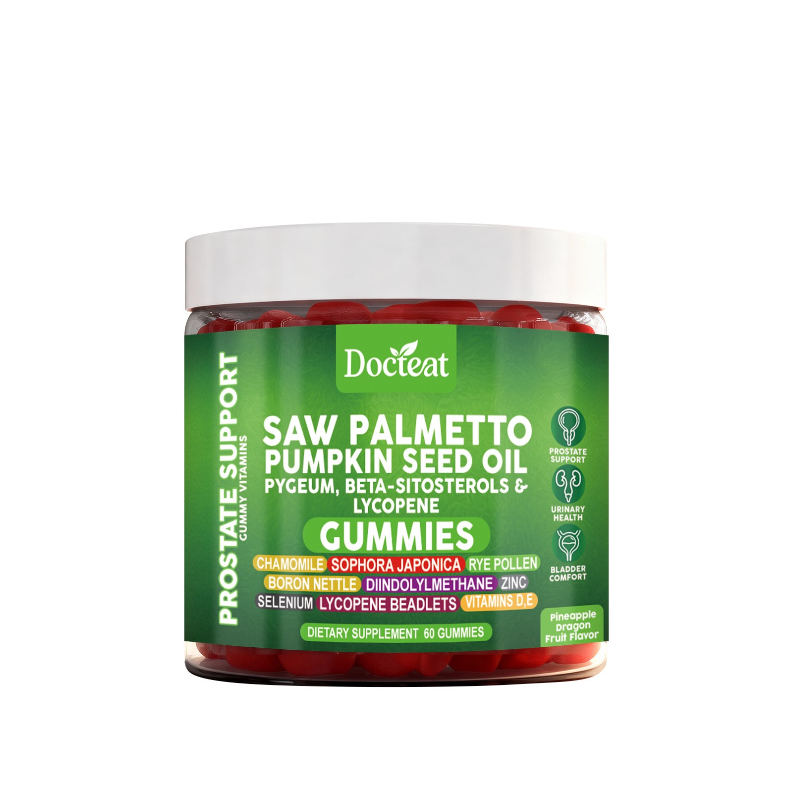 Docteat Saw Palmetto Pumpkin Seed Oil Gummies: Prostate Support & Urinary Health